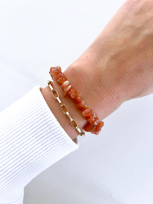 Sonnenstein Chips Armband . Sunstone Chips Bracelet - High Quality