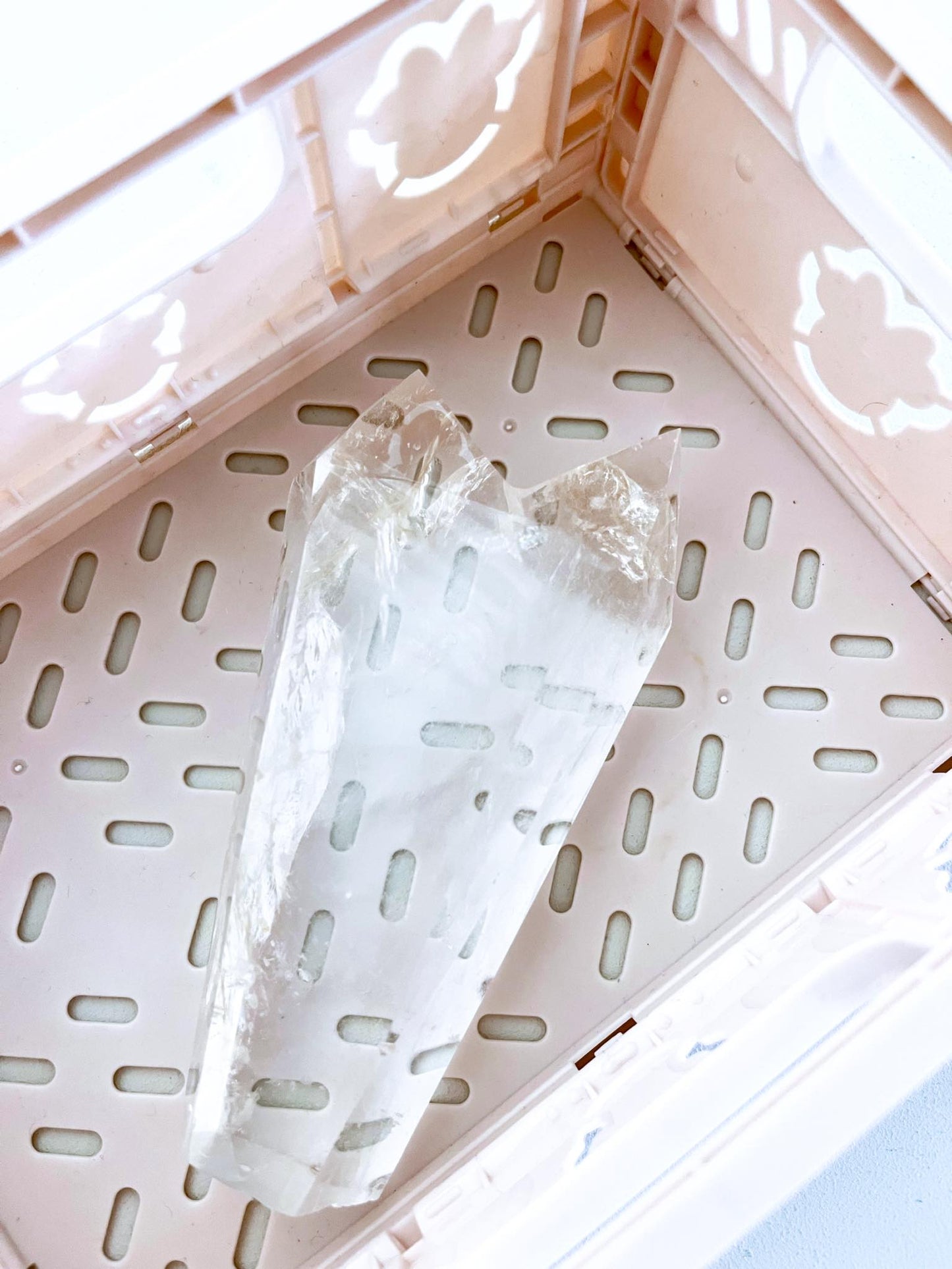 Doppel Bergkristall Spitze . Double Clearquartz Point 438g  - HIGH QUALITY mit Regenbögen Handcarved