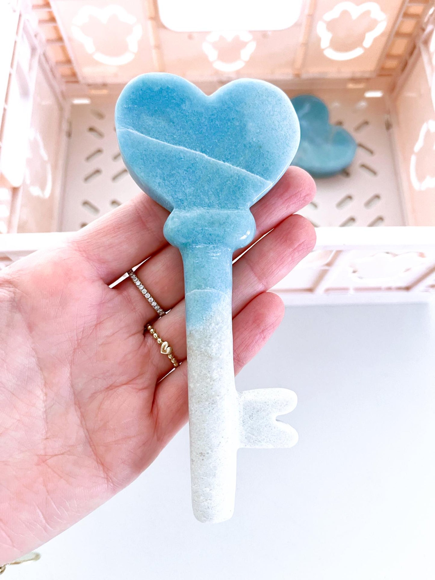 XL Trolleit Herz Schlüssel . Trollite  Heart Key 12-13cm - Handcarved