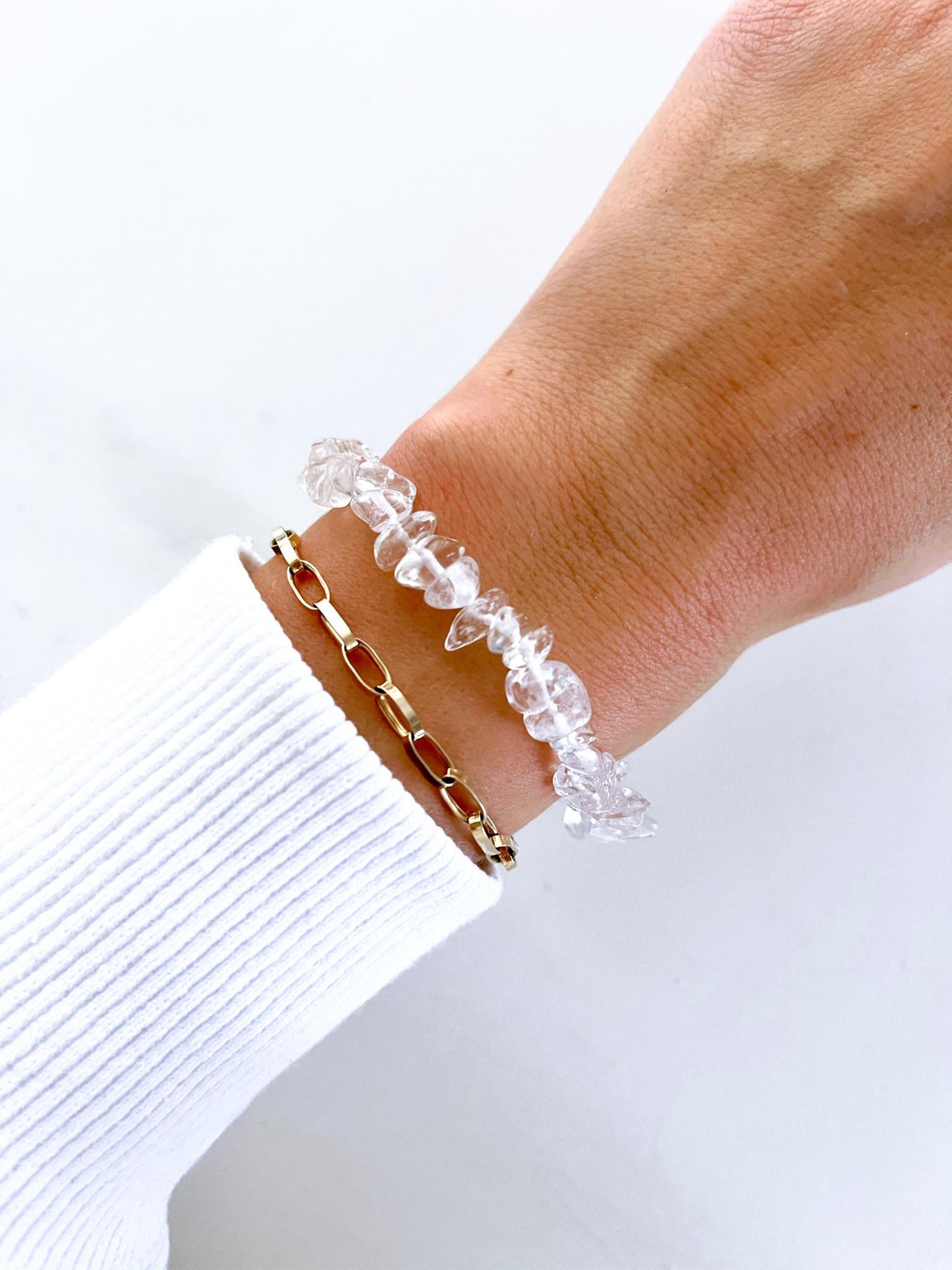 Bergkristall Chips Armband . Clear Quartz Chips Bracelet  - HIGH QUALITY
