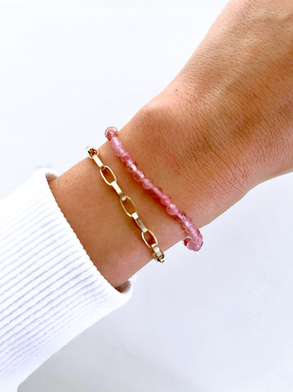 Facettiertes Erdbeerquarz / Roter Aventurin Armband . Strawberry Quartz  Bracelet 4mm - High Quality