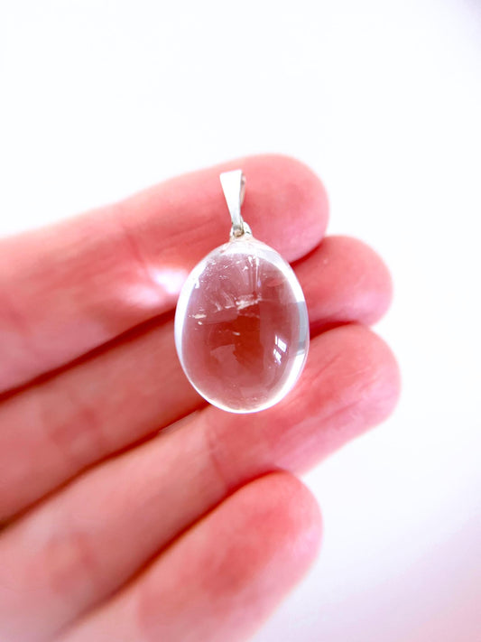 Bergkristall Trommel Stein Anhänger ca. x cm . Clear Quartz  Tumble Pendant - High Quality