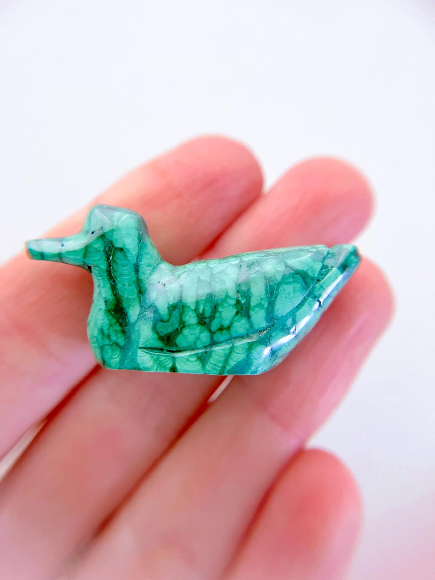 Malachit Mini Ente Gravur . Malachite Mini Duck Carving ca. 4 cm - Handcarved