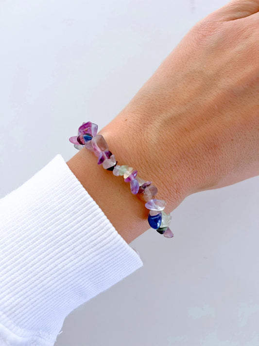 Regenbogen Fluorit Chips Armband . Rainbow Fluorite Chips Bracelet - Common Quality