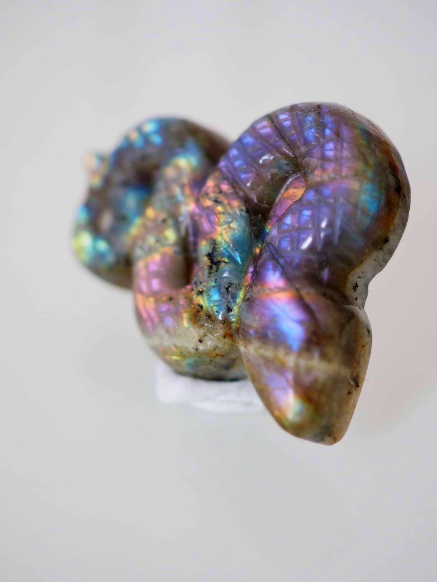 Lila Gold Labradorit Schlange Gravur . Purple Golden Labradorite Snake Carving S ca. 4 - 4.5 cm  - aus Madagascar . China