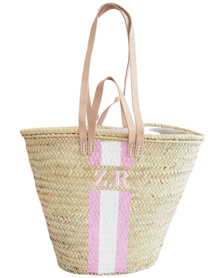 Korb Monogramm & Stripes No bad days! Weiss