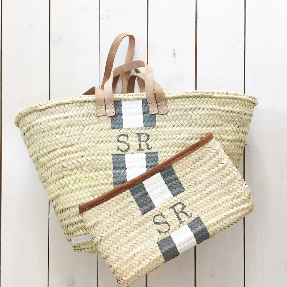 Clutch Monogramm & Stripes