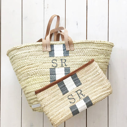 Clutch Monogramm & Stripes