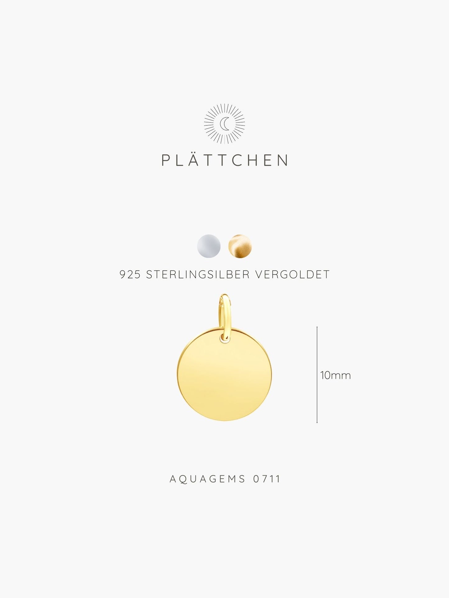 AUGE X GRAVUR Kette . 925 Sterlingsilber vergoldet
