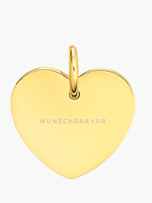 333 Gold Herz Anhänger mir Gravur . Gravurplatte 14mm