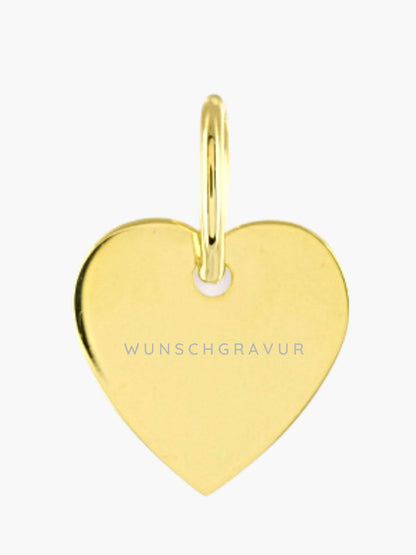 333 Gold Herz Anhänger mir Gravur . Gravurplatte 11mm