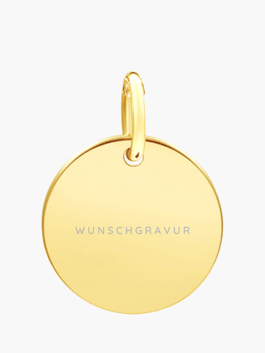 333 Gold Anhänger mir Gravur . Gravurplatte Basic 14mm