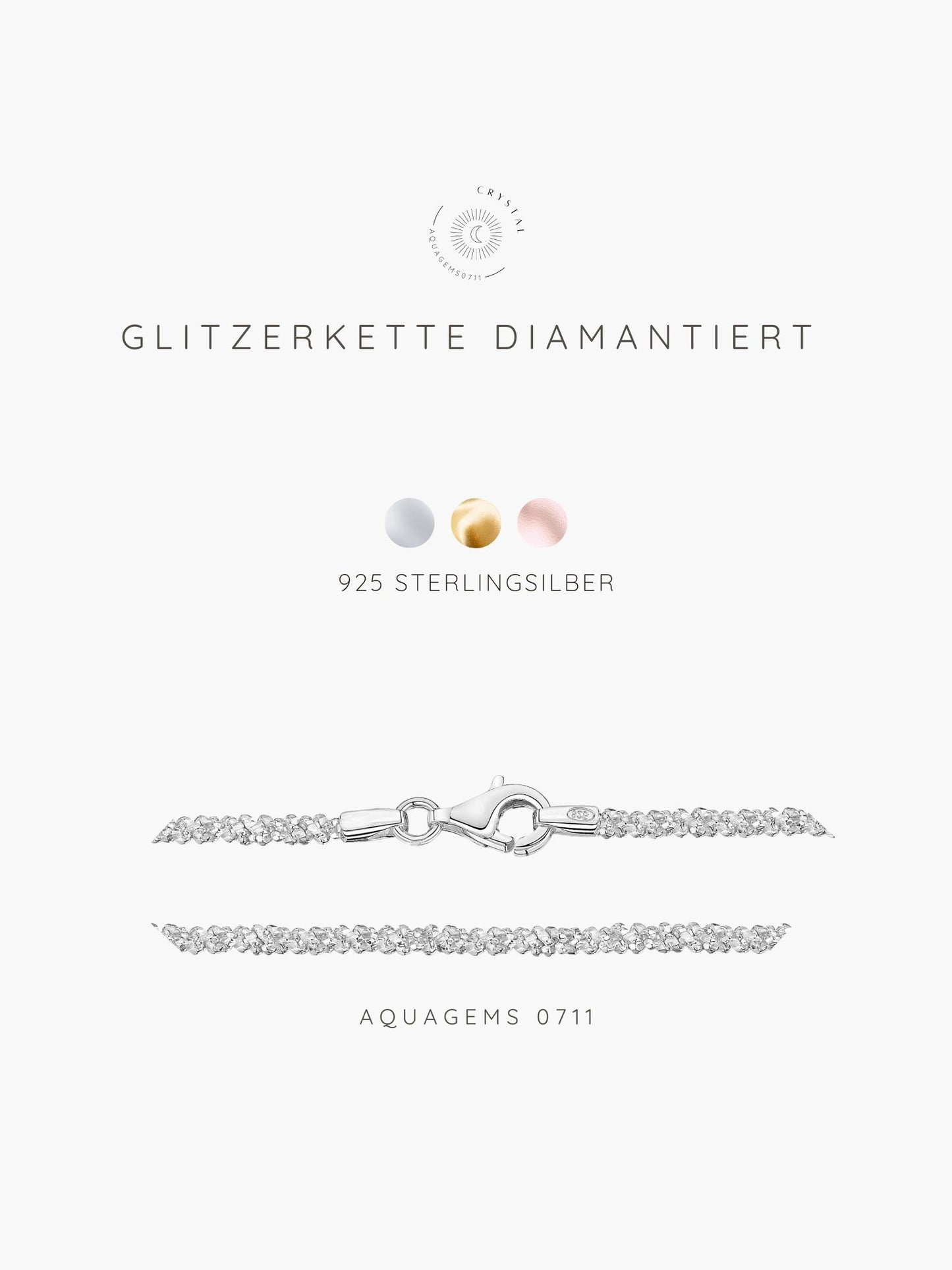 Halskette Basic Glitzer 45cm 925 Sterlingsilber . vergoldet . rosévergoldet