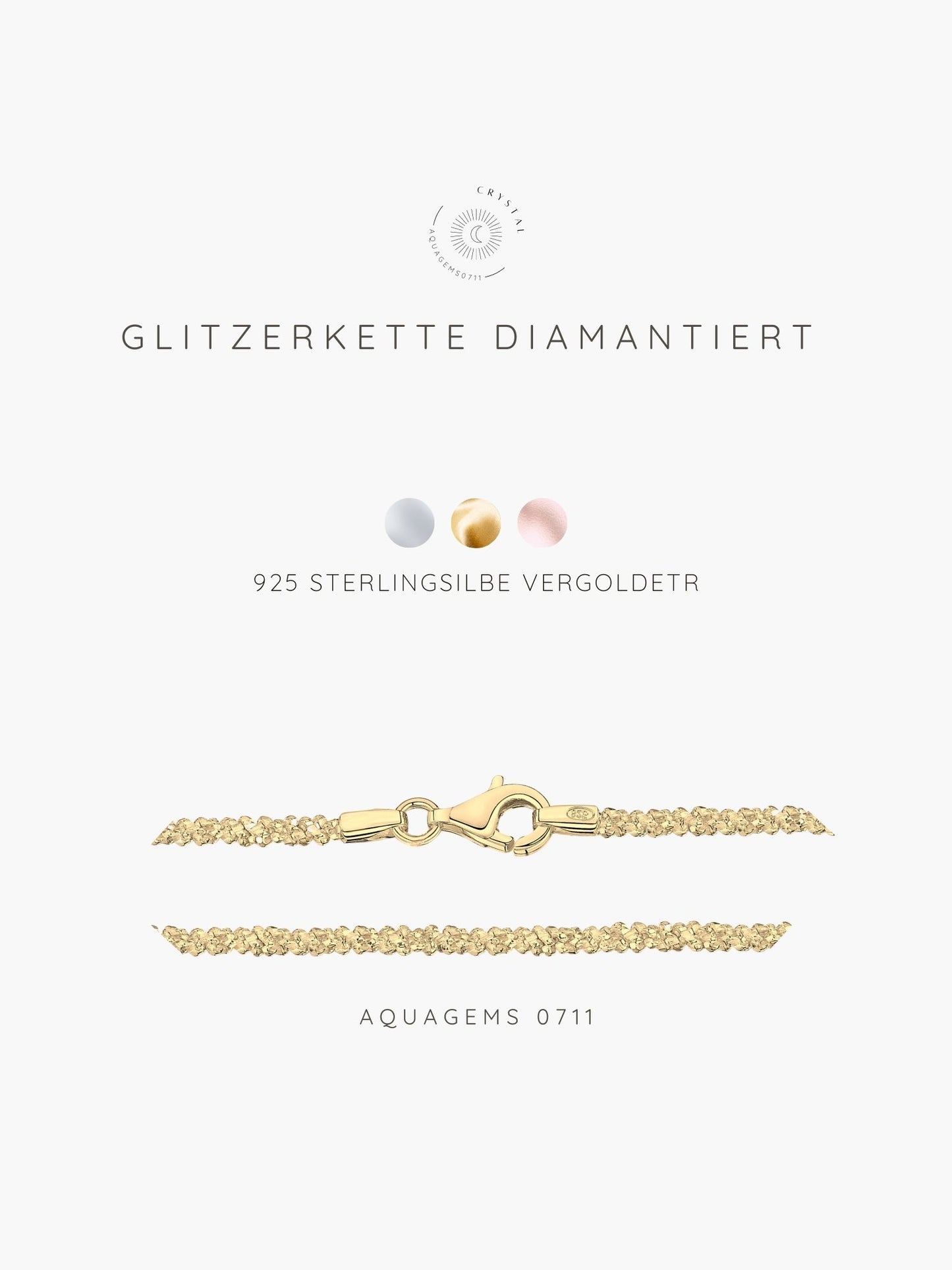 Halskette Basic Glitzer 45cm 925 Sterlingsilber . vergoldet . rosévergoldet