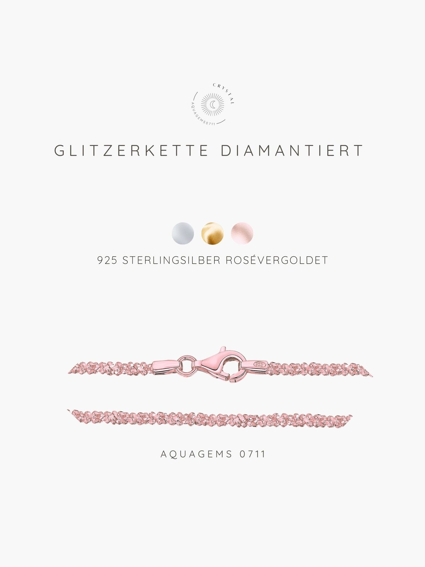 Halskette Basic Glitzer 45cm 925 Sterlingsilber . vergoldet . rosévergoldet
