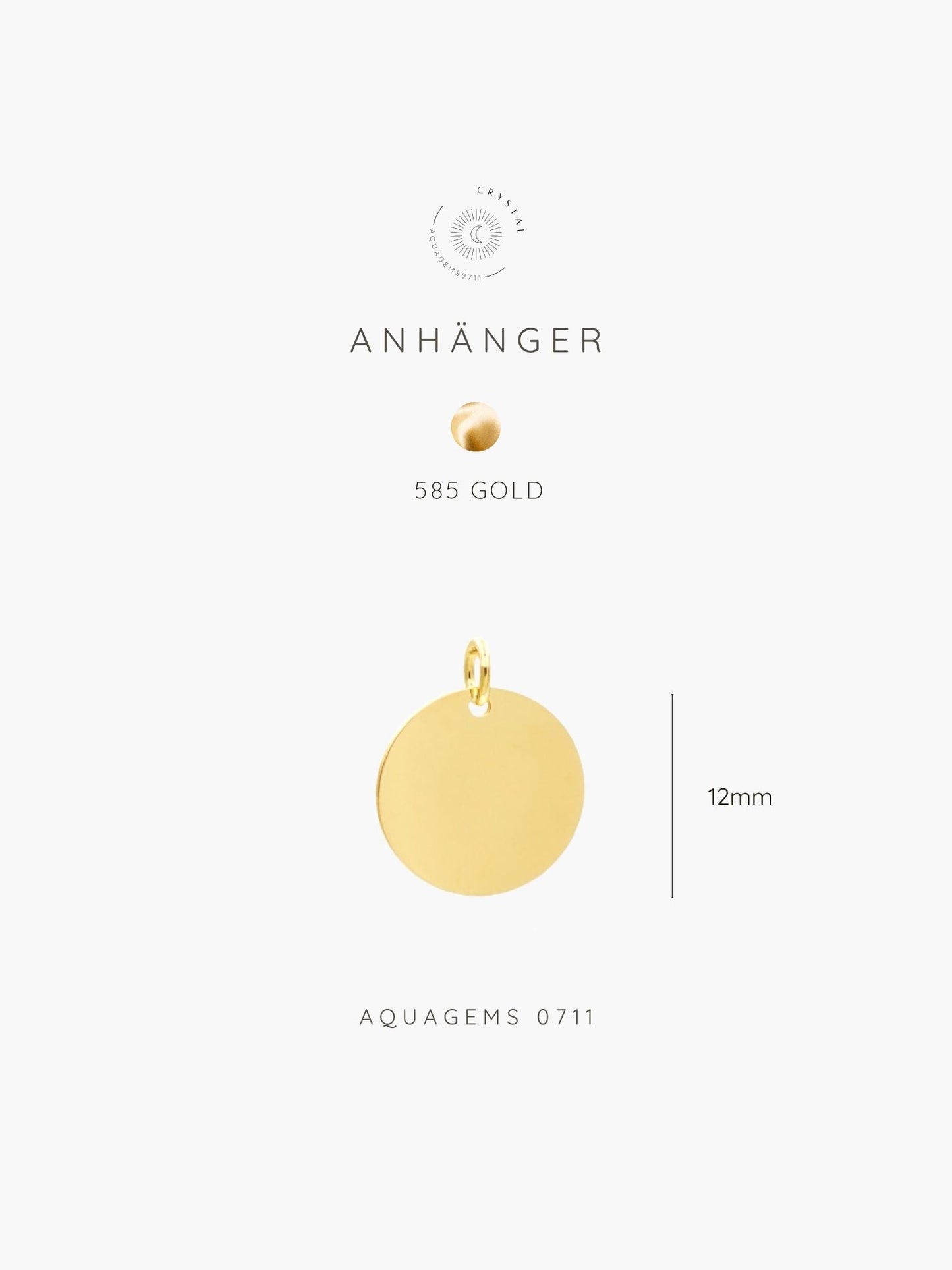 585 Gold Anhänger mir Gravur . Gravurplatte Basic 12mm