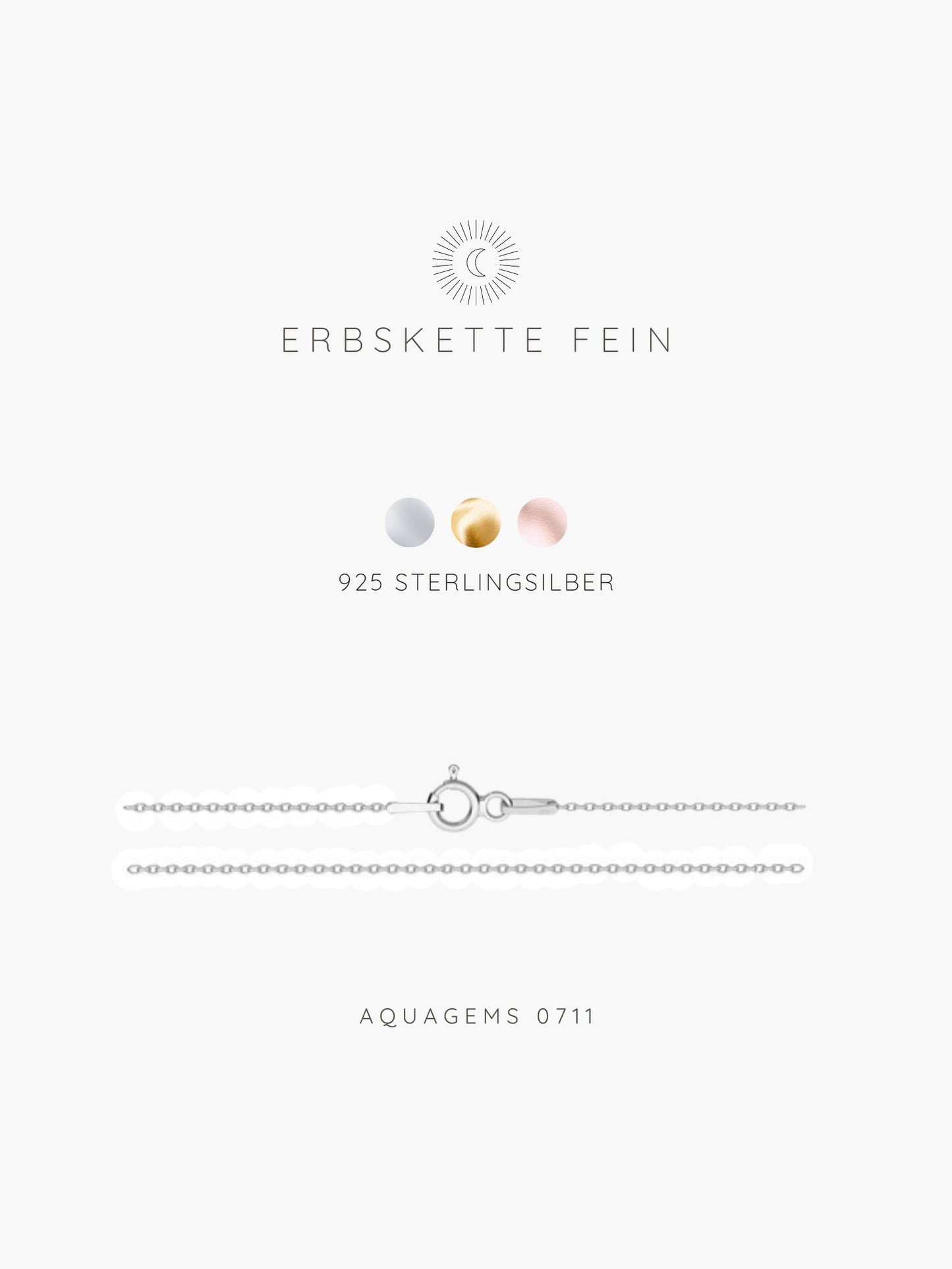 Halskette Basic Erbskette Fein 45cm . 925 Sterlingsilber . vergoldet . rosévergoldet