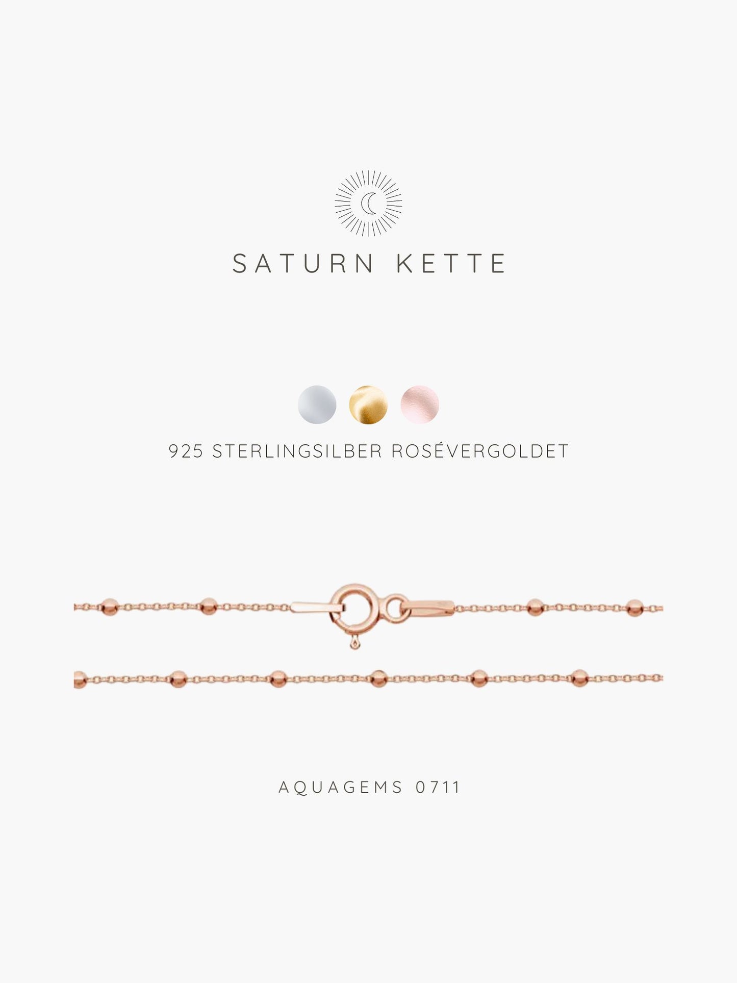 Halskette Basic Boho chic Staurn Kette 925 Sterlingsilber  . vergoldet . rosévergoldet