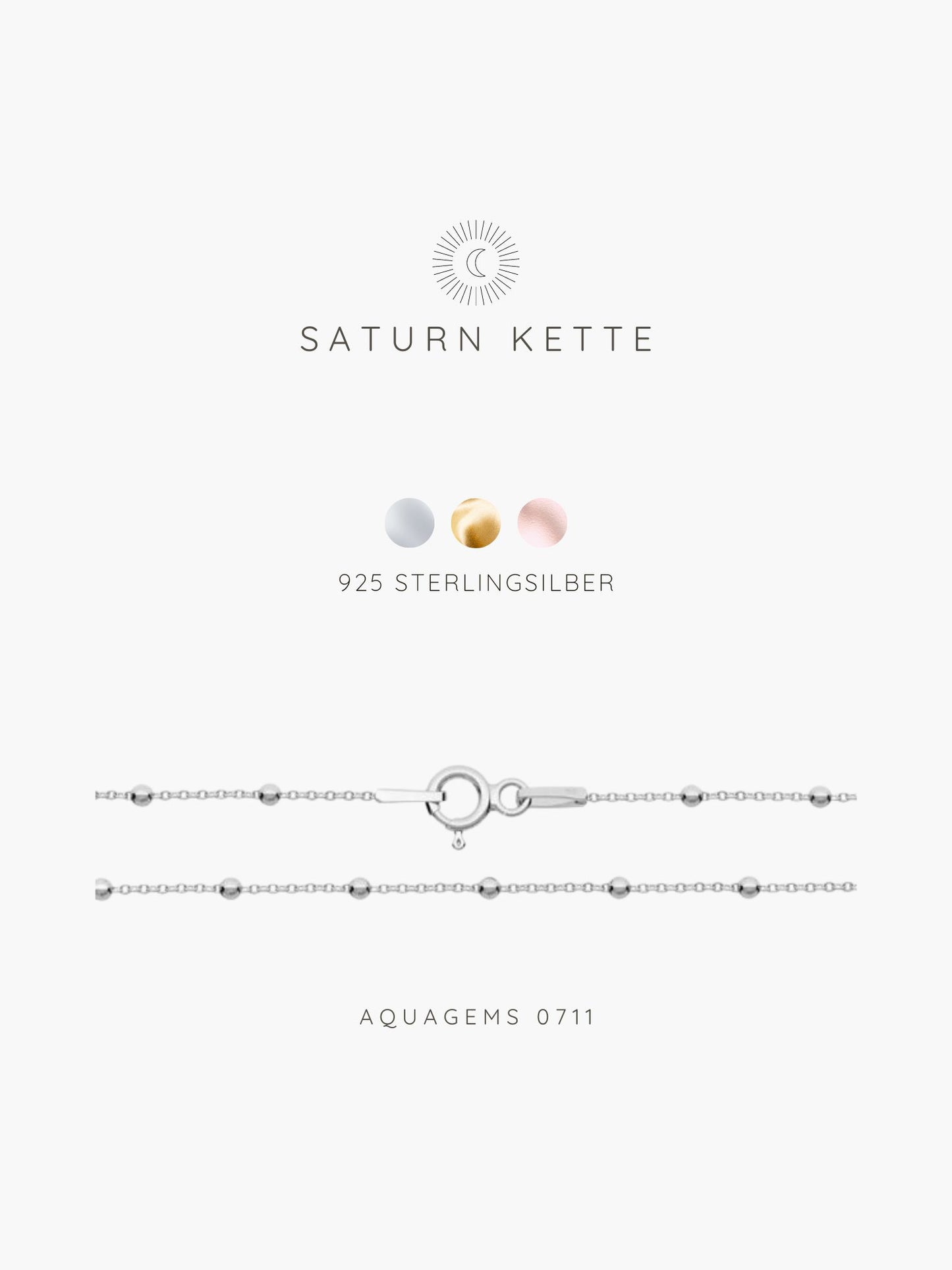Halskette Basic Boho chic Staurn Kette 925 Sterlingsilber  . vergoldet . rosévergoldet