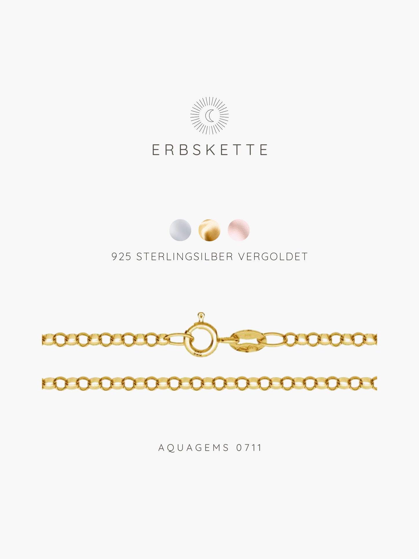 AUGE X GRAVUR Kette . 925 Sterlingsilber vergoldet