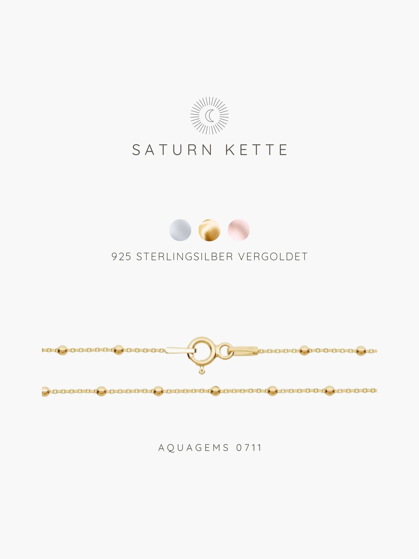 Halskette Basic Boho chic Staurn Kette 925 Sterlingsilber  . vergoldet . rosévergoldet