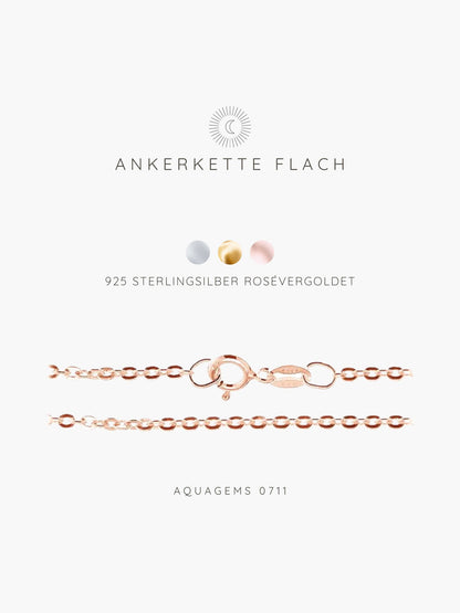 Halskette Basic Ankerkette Flach 45cm . 925 Sterlingsilber . vergoldet . rosévergoldet