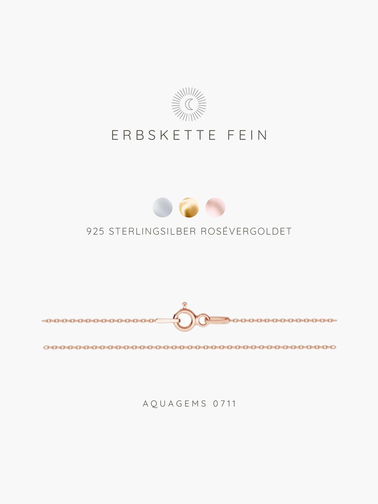 Halskette Basic Erbskette Fein 45cm . 925 Sterlingsilber . vergoldet . rosévergoldet