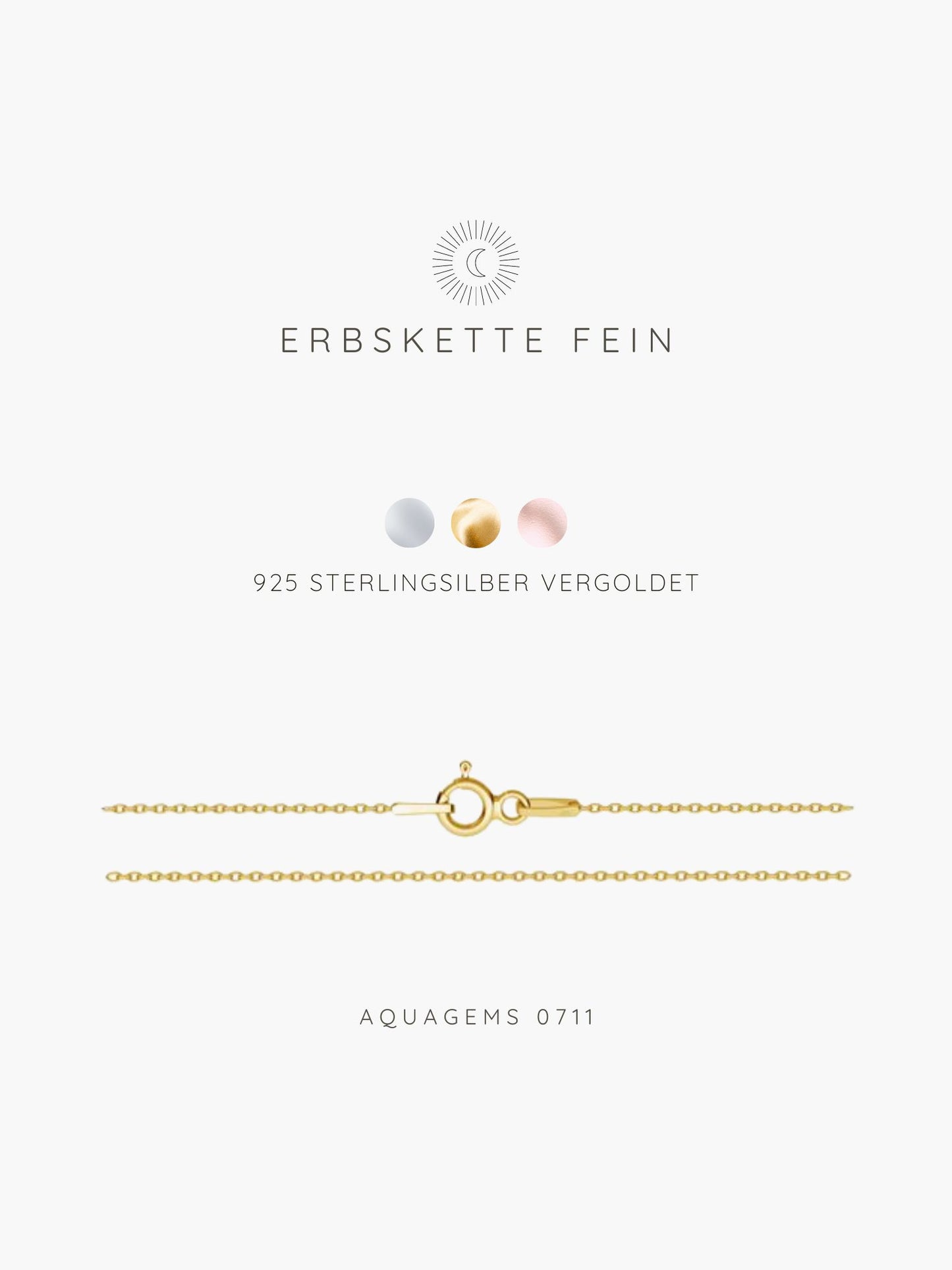 Halskette Basic Erbskette Fein 45cm . 925 Sterlingsilber . vergoldet . rosévergoldet