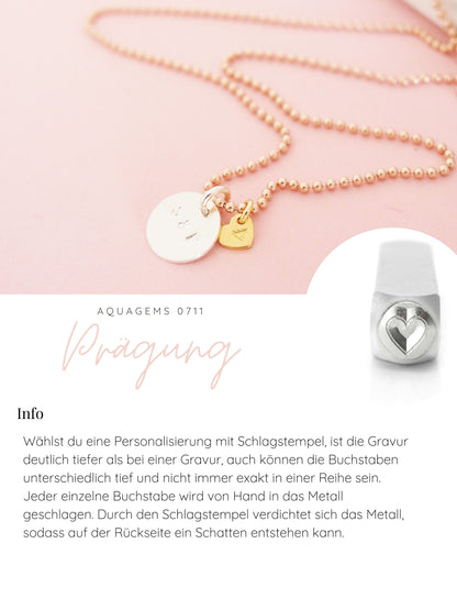 Gliederarmband mit Herzen & Quaste Personalisiert Prägung 925 Sterlingsilber