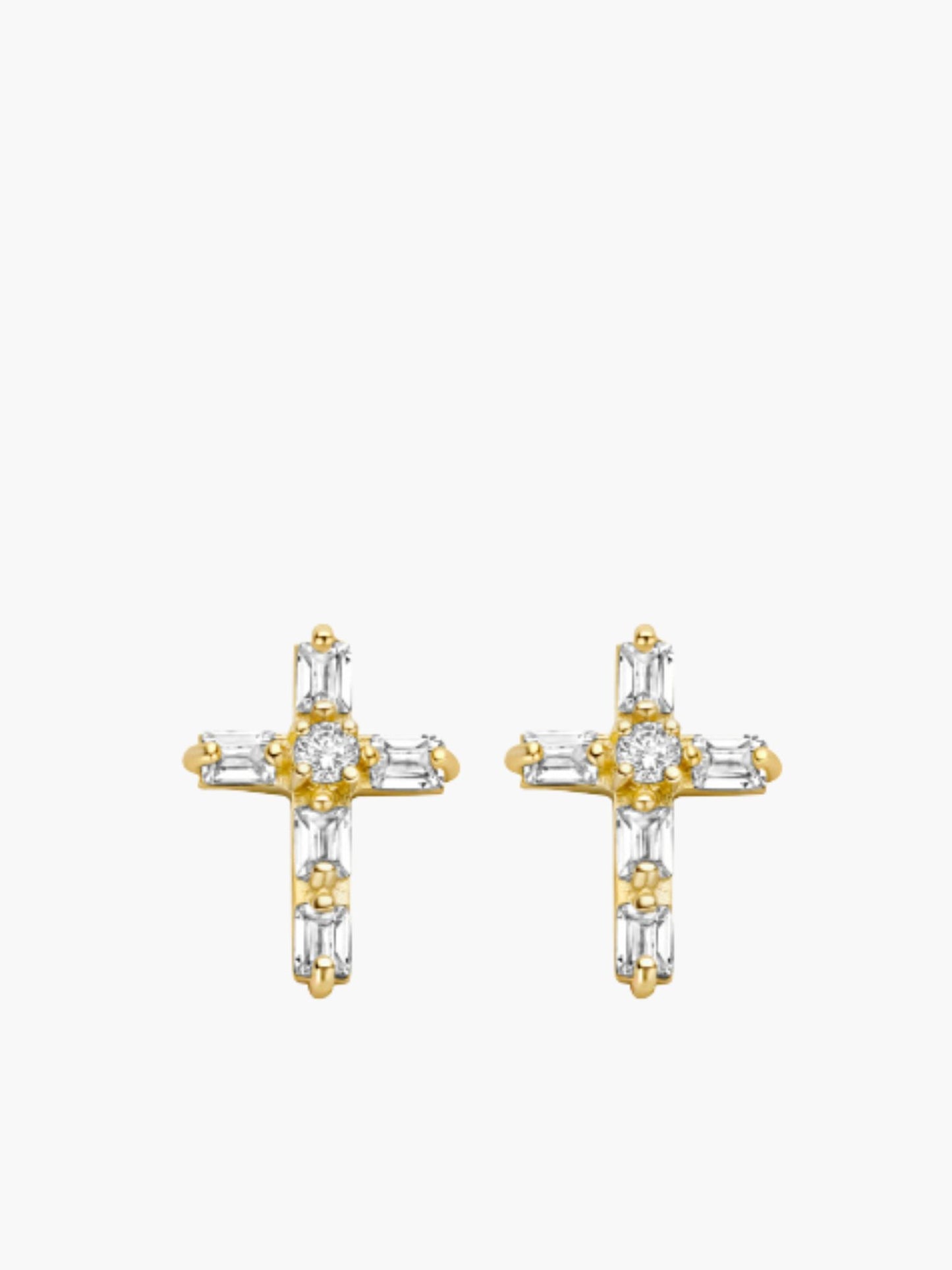 Kreuz mit Zirkonia . 585 Gold Ohrstecker