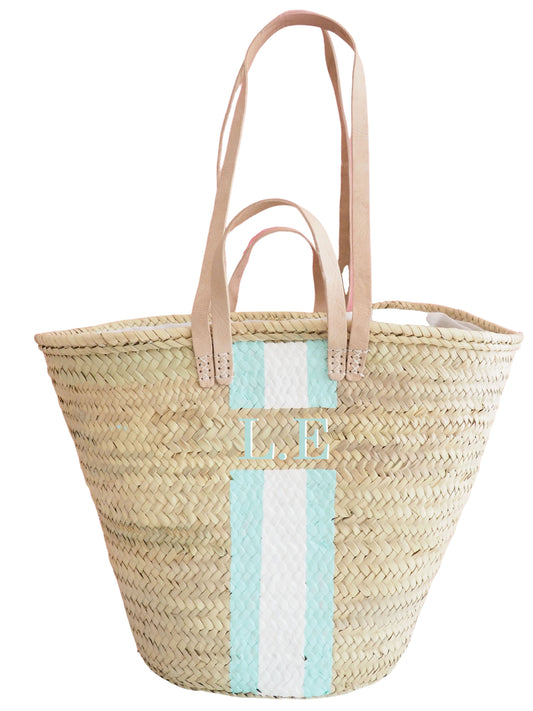 Korb Monogramm & Stripes Beach Please! Weiss