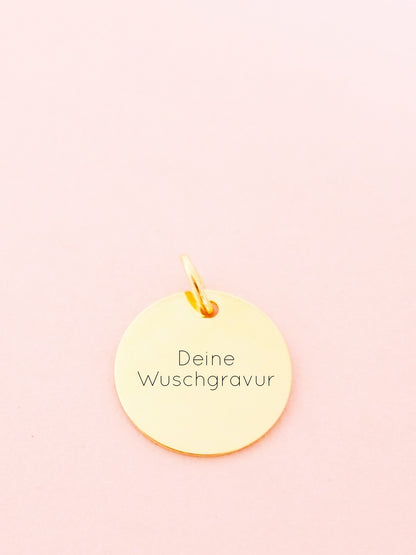 585 Gold Anhänger mir Gravur . Gravurplatte Basic 12mm