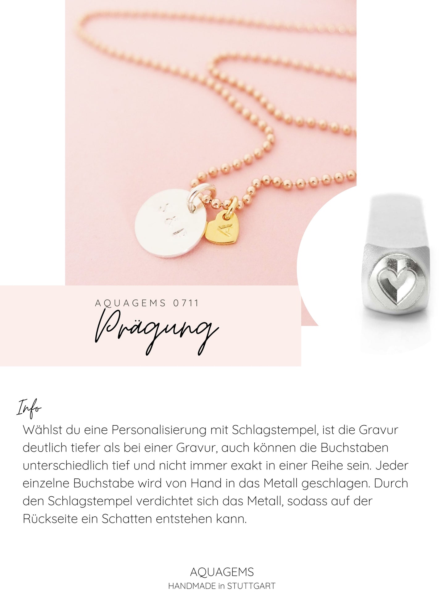 Feine Kette mit Herz Personalisiert Prägung 925 Sterlingsilber
