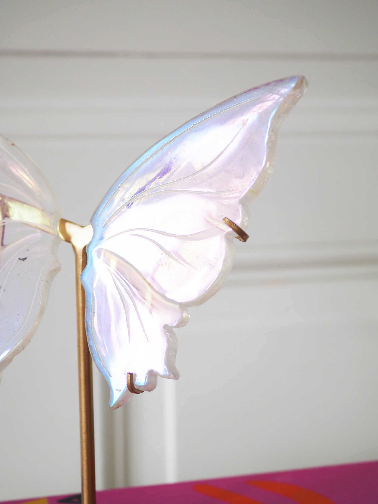 M AngelAura Bergkristall Schmetterling Flügel auf Ständer . AngelAura Clear Quartz Butterfly Wings on Stand ca.  19 x 18  cm - Hand Carved HIGH QUALITY