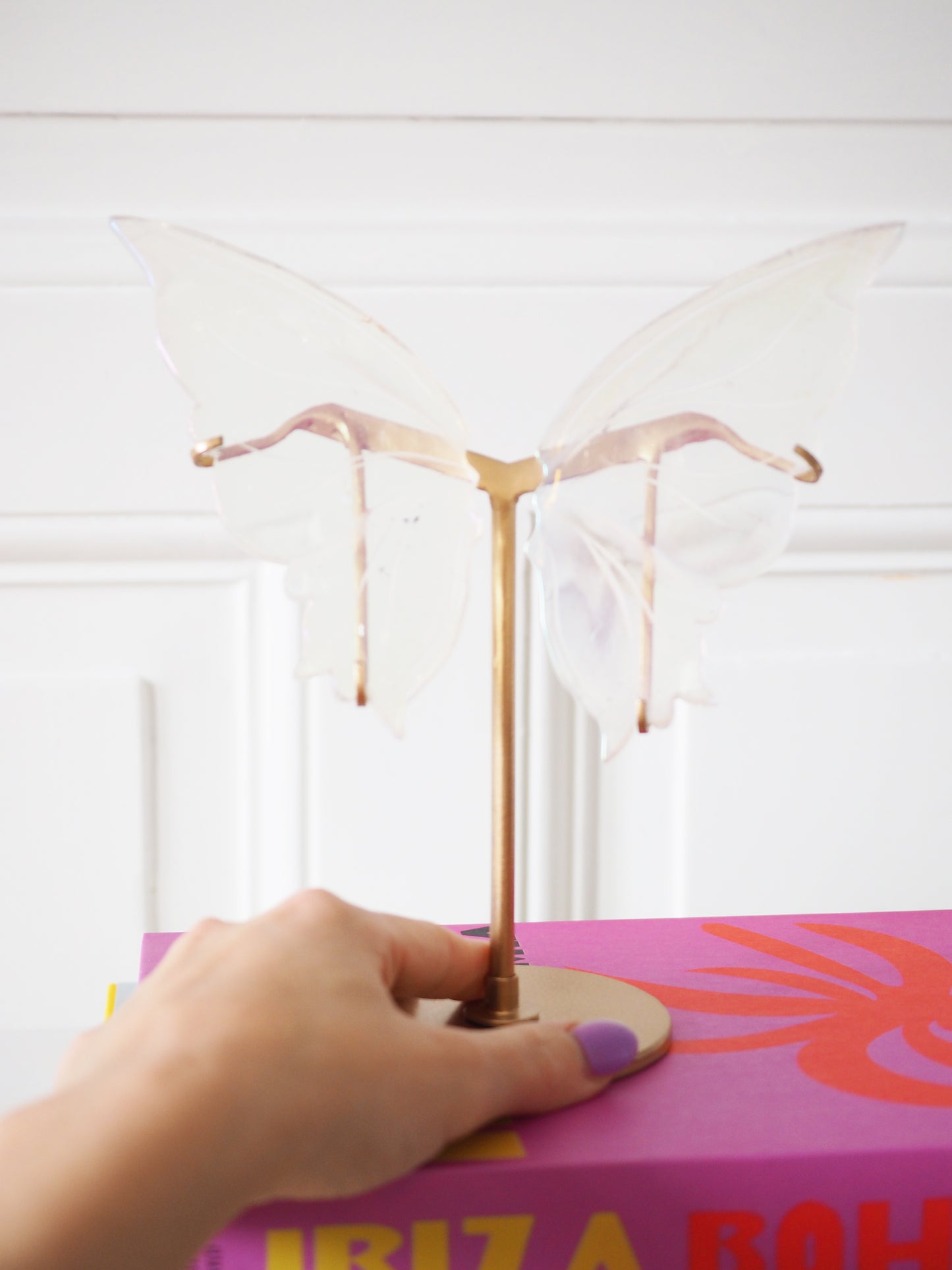 M AngelAura Bergkristall Schmetterling Flügel auf Ständer . AngelAura Clear Quartz Butterfly Wings on Stand ca.  19 x 18  cm - Hand Carved HIGH QUALITY