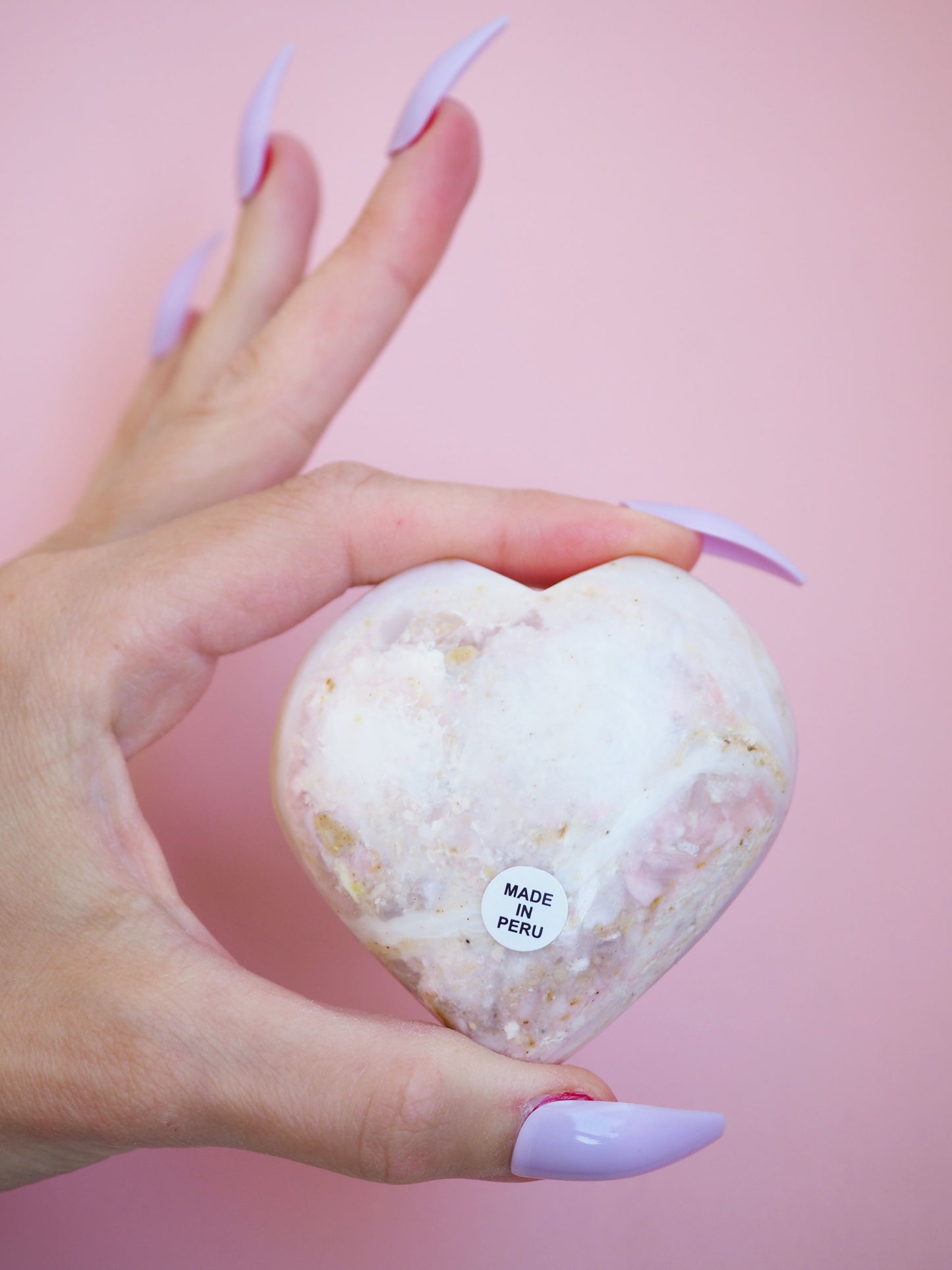 Pinker Anden Opal Herz  aus Peru - High Quality