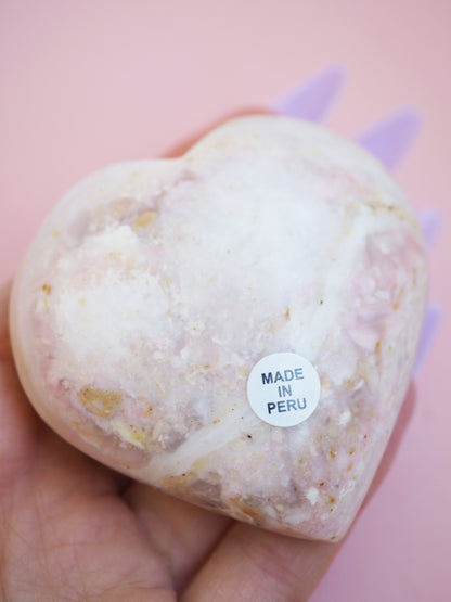 Pinker Anden Opal Herz  aus Peru - High Quality