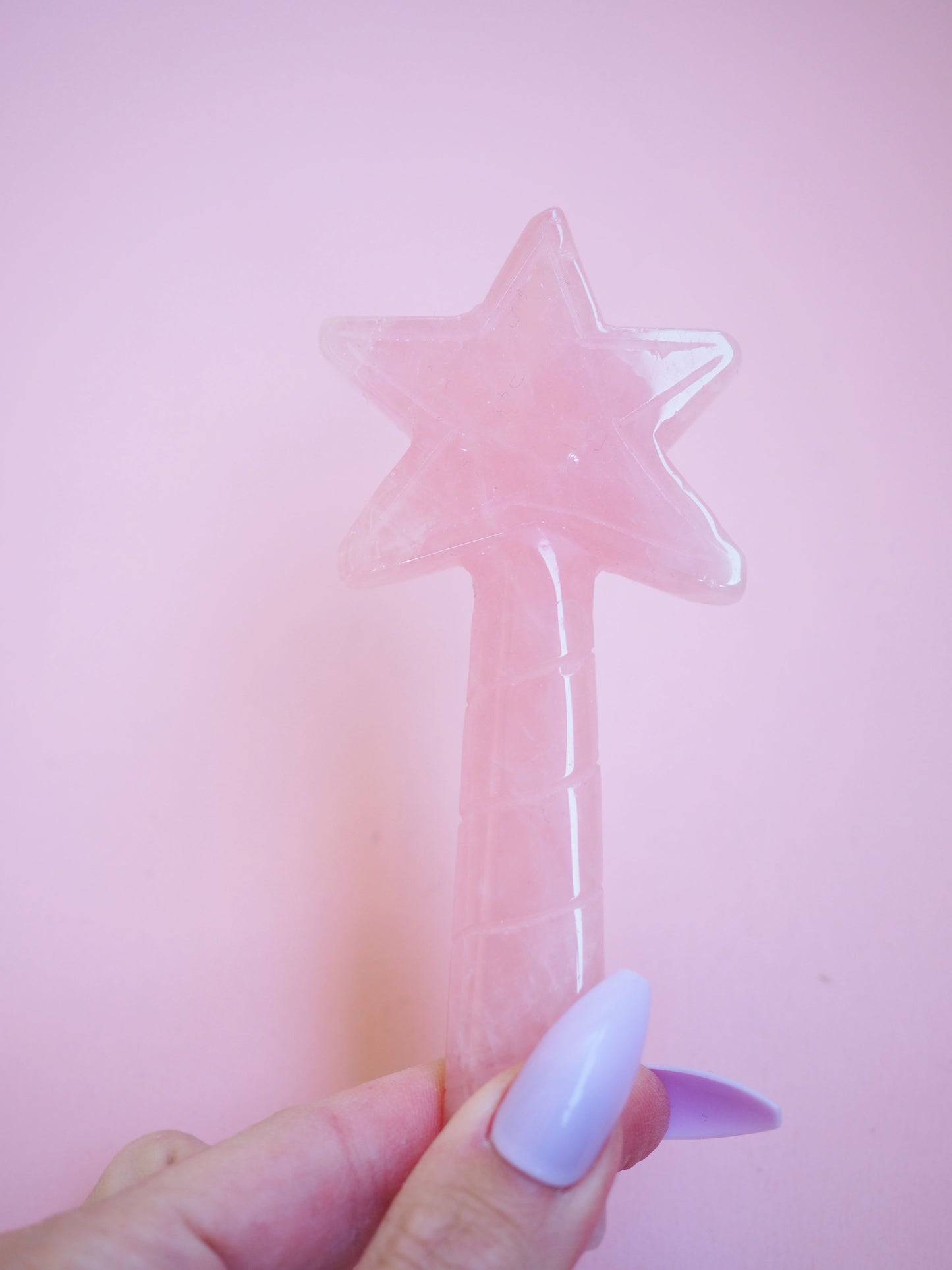 Rosenquarz Fairy Wand Zauberstab ca 13 cm Handcarved (28)