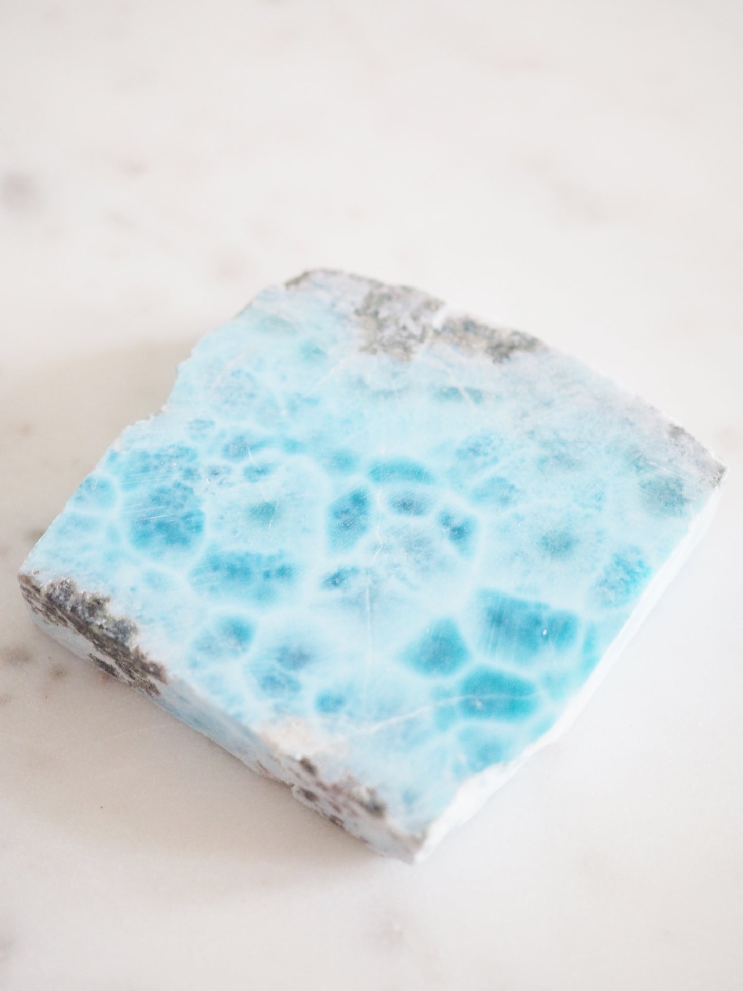 AAA Larimar Scheibe Roh . AAA Larimar Slab Raw 7cm  385ct [6]  aus der Dominikanischen Republik RARE