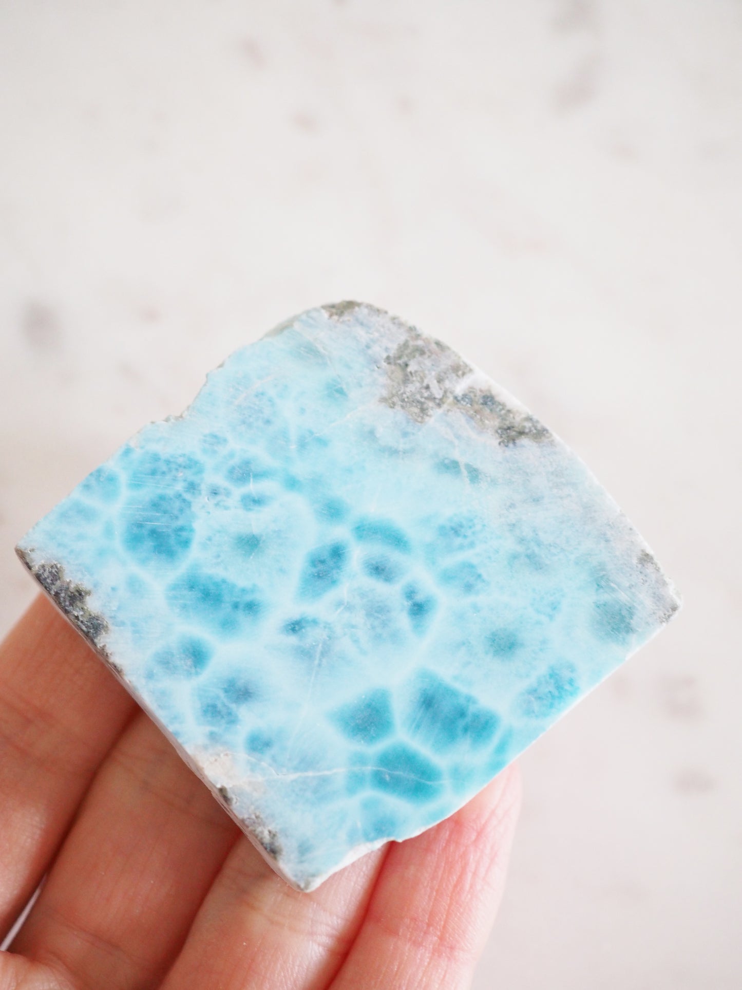 AAA Larimar Scheibe Roh . AAA Larimar Slab Raw 7cm  385ct [6]  aus der Dominikanischen Republik RARE