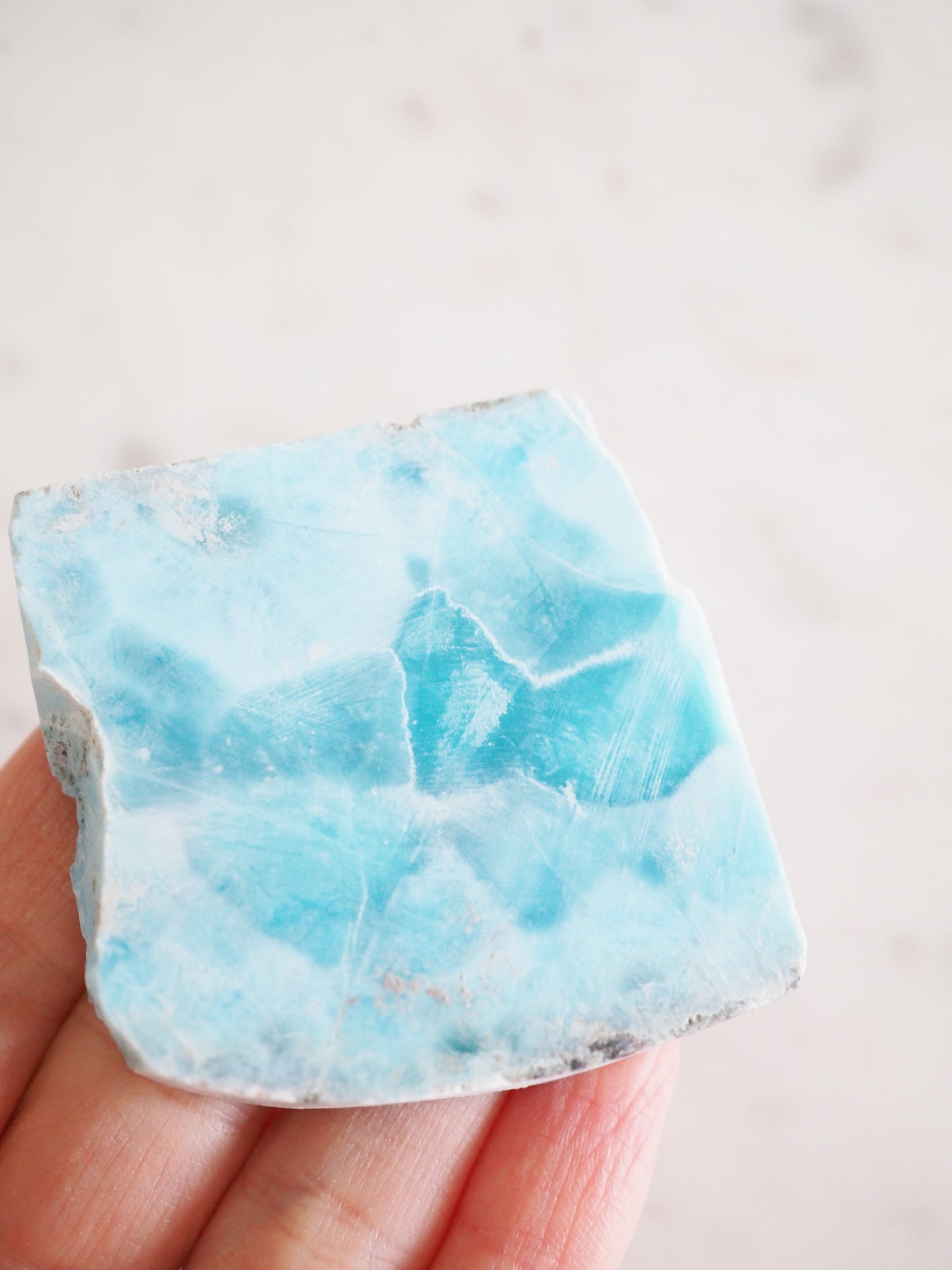 AAA Larimar Scheibe Roh . AAA Larimar Slab Raw 7cm  385ct [6]  aus der Dominikanischen Republik RARE