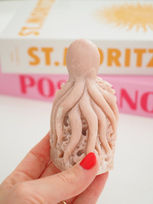Oktopus Dunkel Pinker Opal . Deep Pink Opal ca 10cm  - Hand Carved []