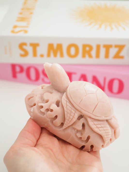 Wasser Schildkröte Dunkel Pinker Opal . Deep Pink Opal ca. 10 cm  460g - Hand Carved []