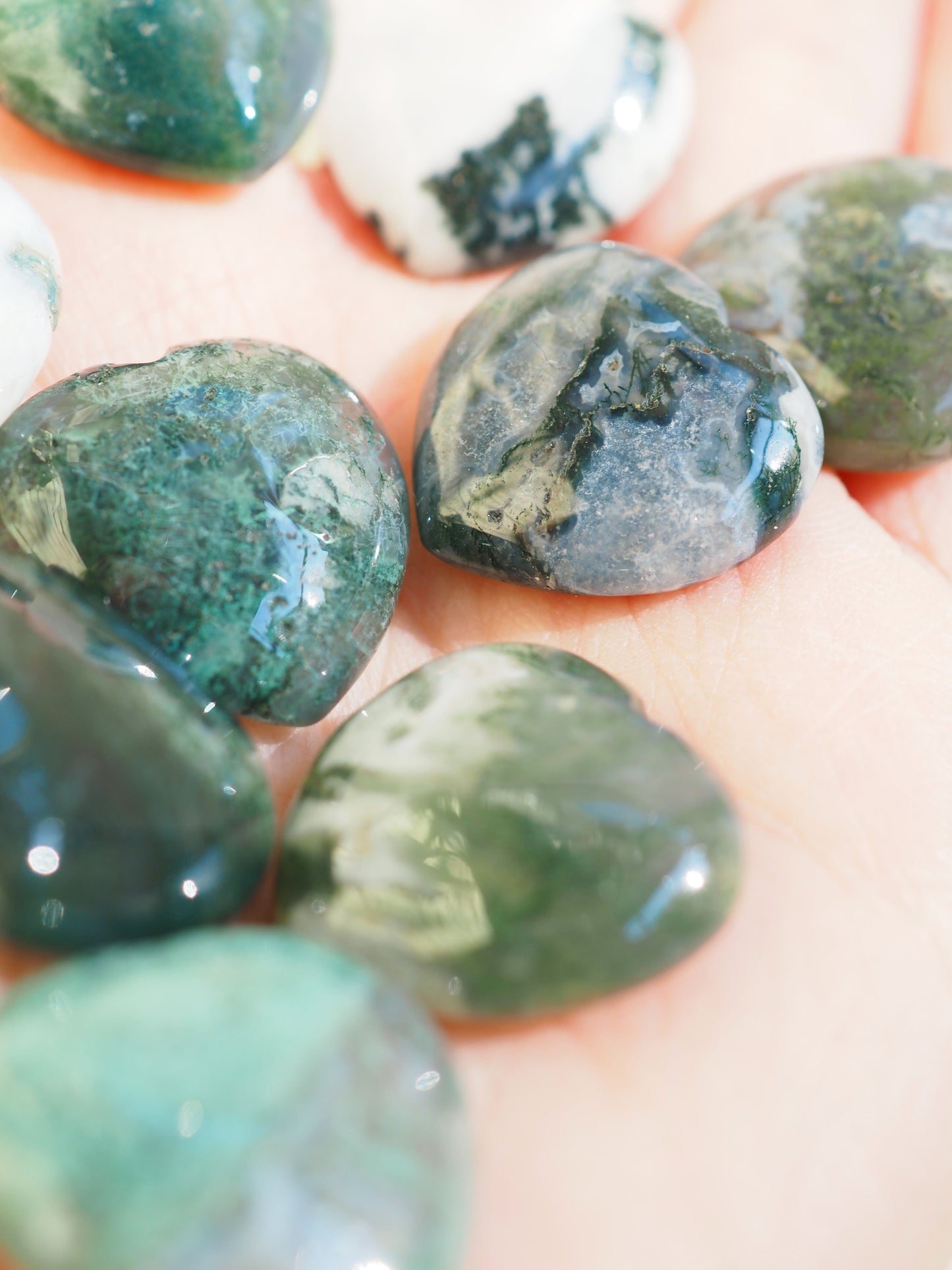 Moss Agate Mini Heart / Moos Achat Mini Herz ca. 2cm - High Quality