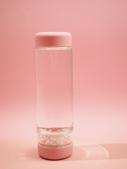 TRINKFLASCHE INU! von Vitajuwel MIT SLEEVE Bergkristall | BLOSSOM ROSE SET