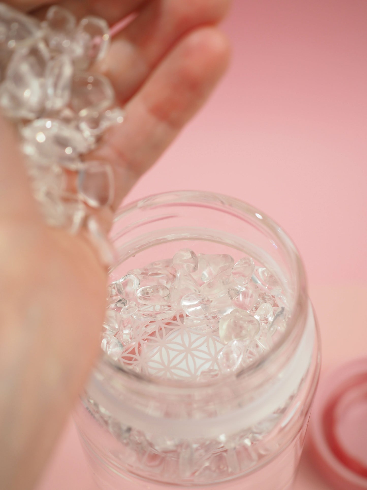 TRINKFLASCHE INU! von Vitajuwel MIT SLEEVE Bergkristall | BLOSSOM ROSE SET