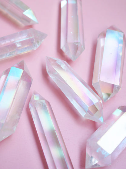 Angel Aura Bergkristall Double Terminated Spitze ca. 5-7cm aus Brasilien LANG - High Quality