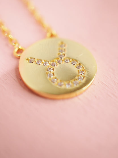 Sternzeichen Kette mit Zirkonia 925 Sterlingsilber vergoldet