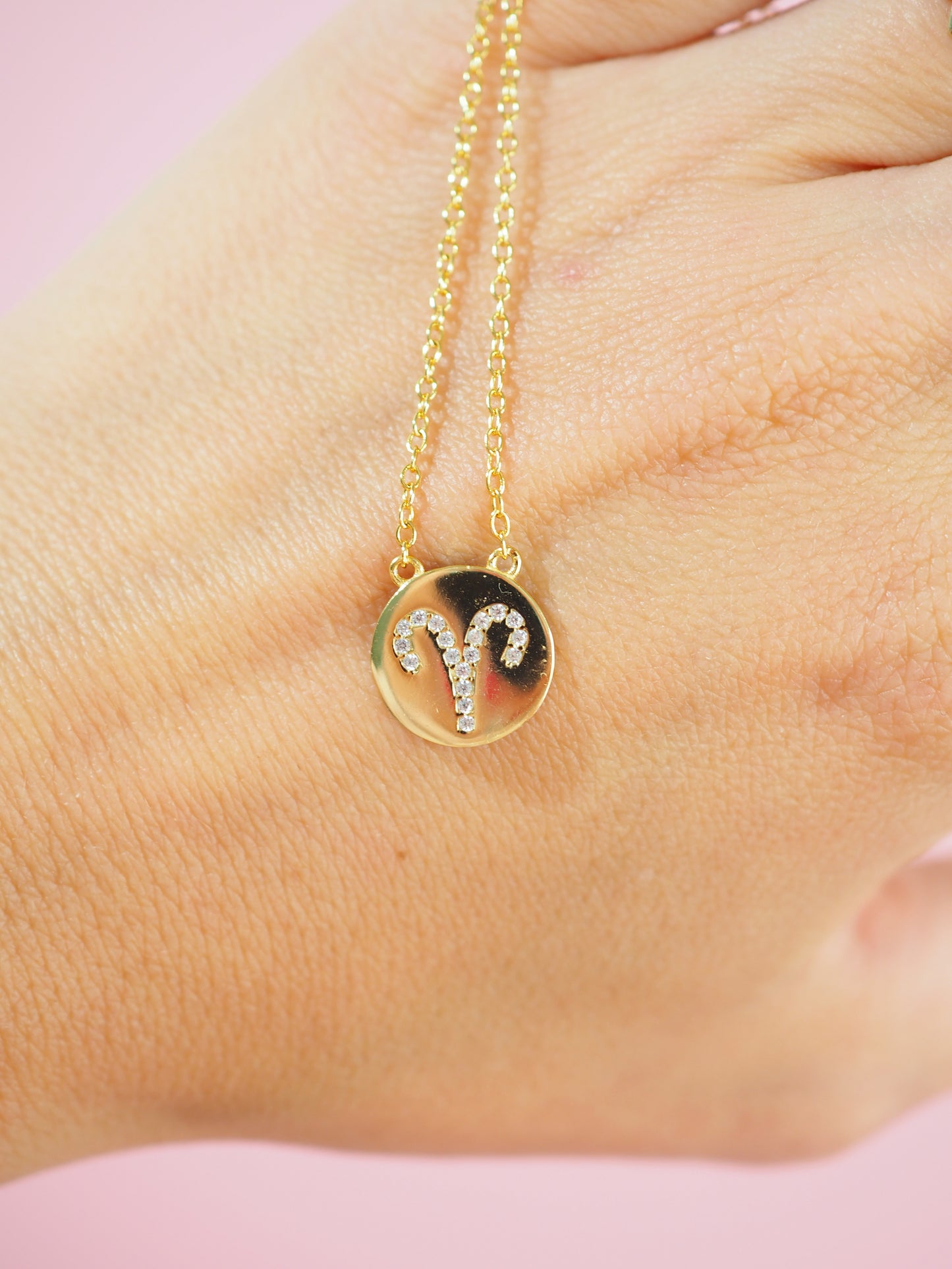 Sternzeichen Kette mit Zirkonia 925 Sterlingsilber vergoldet