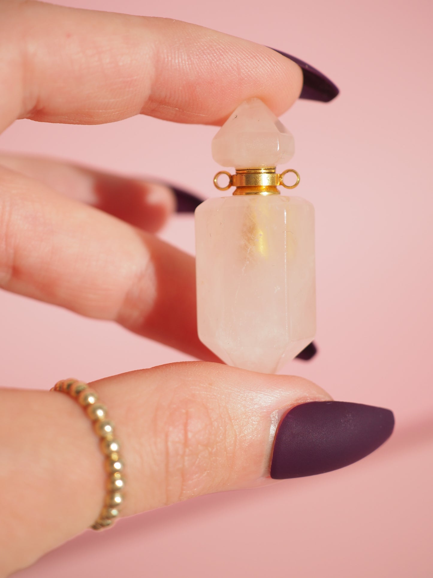 Mini Rosenquarz Parfum Phiole Fläschchen